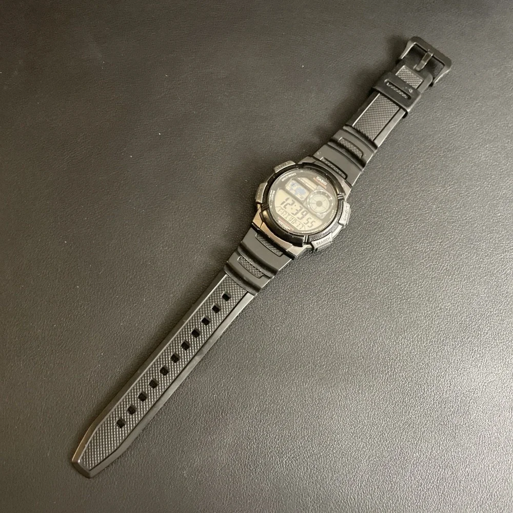 CASIO Illuminator Watch Mens 5 Alarm Digital 44mm AE1000W Day Date Sport Casual